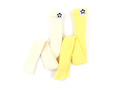 Mini Rodini leggings yellow/offwhite rib (2-pack)